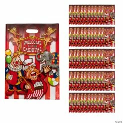 Budget 🤩 12 1/2" x 17" Plastic Under the Big Top Treat Bags - 50 Pc. ❤️