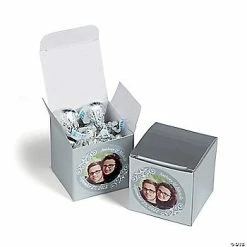 Cheapest ❤️ Custom Photo Mini Silver Favor Boxes - 24 Pc. 🧨