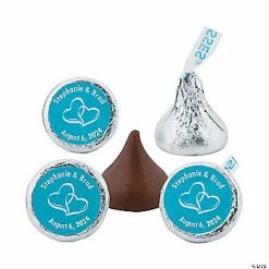 Cheap ⭐ Personalized Two Hearts Color Change Hershey’s® Kisses® Stickers - 60 Pc. 🧨