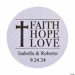 Coupon 🤩 Personalized Faith, Hope, Love Wedding Favor Stickers - 144 Pc. ✨
