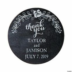 Flash Sale 🎁 Personalized Chalkboard Floral Wedding Thank You Stickers - 144 Pc. ⌛