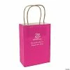 Best Sale 🤩 Hot Pink Medium 50th Anniversary Personalized Kraft Paper Gift Bags with Silver Foil - 12 Pc. 💯