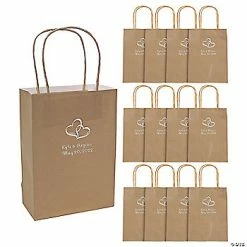 Best reviews of 💯 6 1/2" x 9" Medium Personalized Two Hearts Gold Kraft Paper Gift Bags with Silver Foil - 12 Pc. 🥰