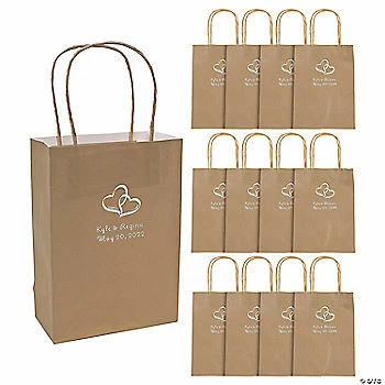 Best reviews of ๐ฏ 6 1/2" x 9" Medium Personalized Two Hearts Gold Kraft Paper Gift Bags with Silver Foil - 12 Pc. ๐ฅฐ