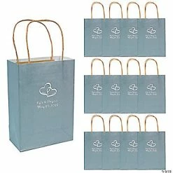 Best reviews of 🔥 6 1/2" x 9" Medium Personalized Two Hearts Silver Kraft Paper Gift Bags with Silver Foil - 12 Pc. 🥰