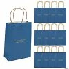 Best Pirce 🧨 6 1/2" x 9" Navy Blue Medium Personalized Kraft Paper Gift Bags with Gold Foil - 12 Pc. 🌟