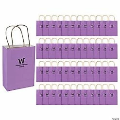 Best Sale 🛒 6 1/2" x 9" Medium Purple Personalized Monogram Kraft Paper Gift Bags - 48 Pc. 🧨