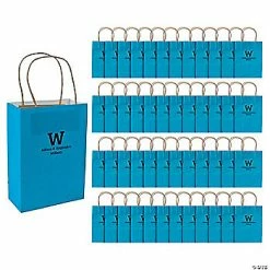 Best reviews of 😀 6 1/2" x 9" Medium Turquoise Personalized Monogram Kraft Paper Gift Bags - 48 Pc. 🎁