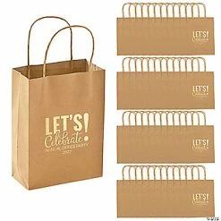 Coupon ⌛ Medium Personalized Kraft Paper Party Print Gift Bags - 48 Pc. 💯