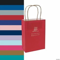 Best Pirce ✨ 6 1/2" x 9" Personalized Medium 50th Anniversary Kraft Paper Gift Bags - 12 Pc. ⭐