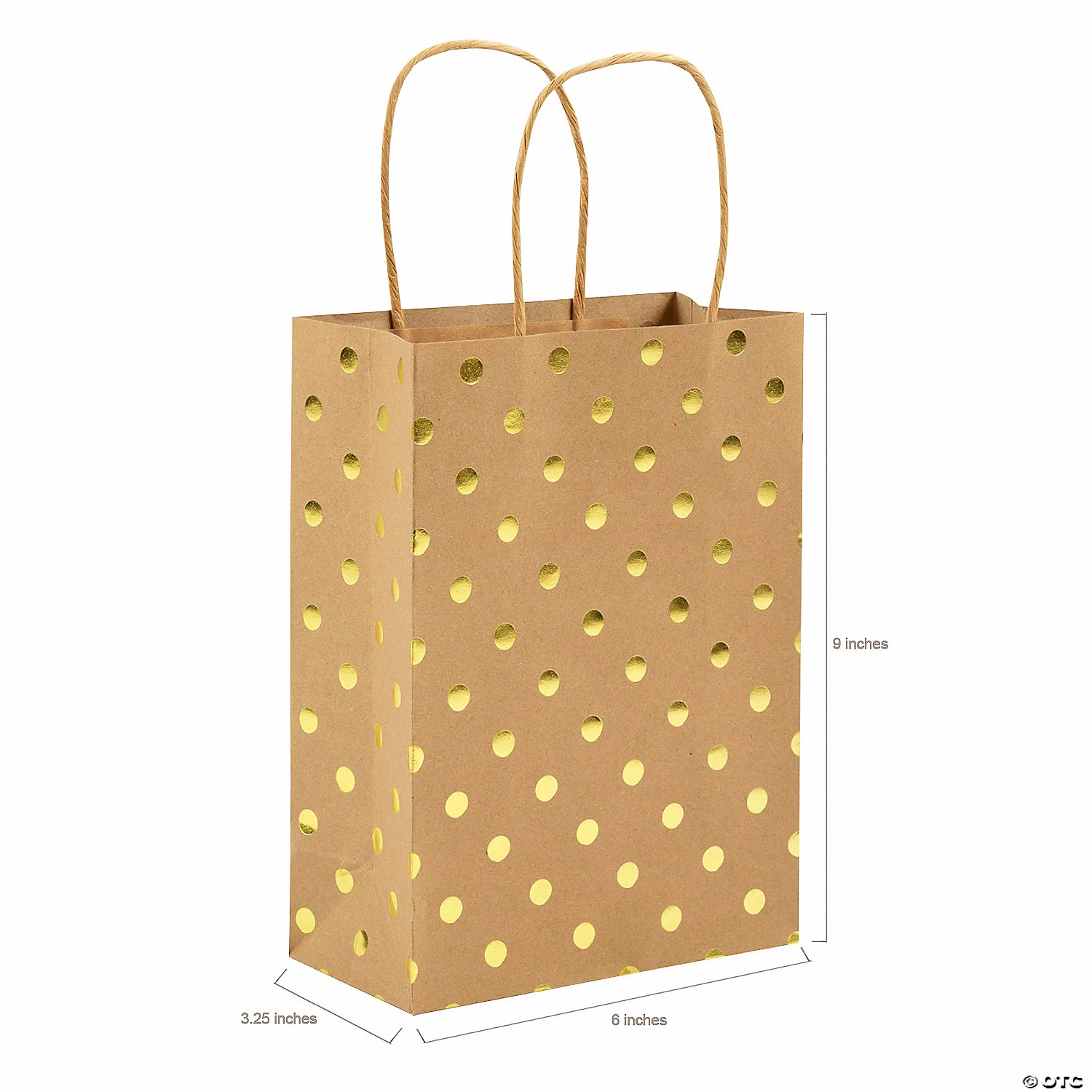 Deals π― 6" x 3 1/4" Medium Gold Foil Dot Kraft Paper Bags - 12 Pc. π - Image 2