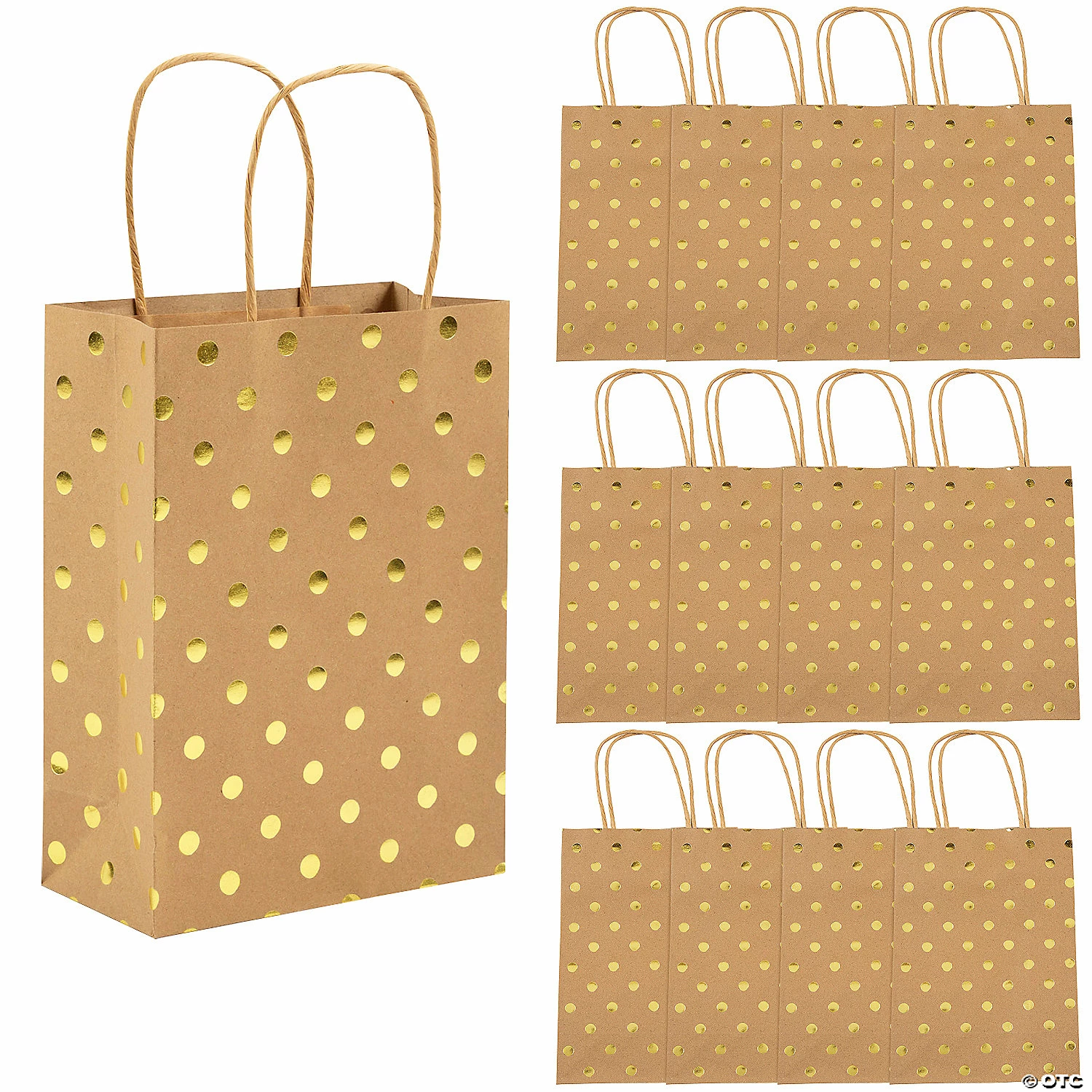 Deals π― 6" x 3 1/4" Medium Gold Foil Dot Kraft Paper Bags - 12 Pc. π