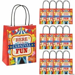 Coupon 💯 7 1/2" x 9" Medium Carnival Paper Gift Bags - 12 Pc. 👏