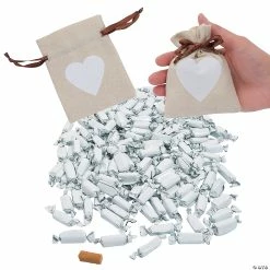 Best Sale 🌟 Heart Favor Bags with Foil-Wrapped Caramels for 24 👍