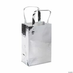 Cheap 🥰 Medium Silver Foil Gift Bags - 12 Pc. 😀