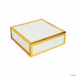 New 🤩 White Square Gift Box with Gold Foil Trim 🥰